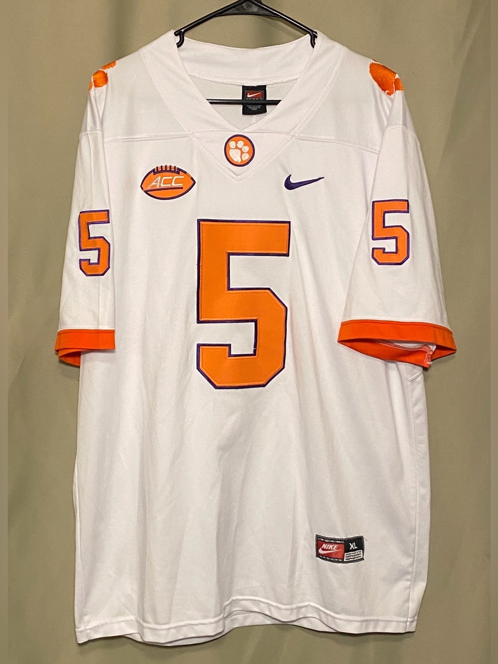 Nike Team D J Uiagalelei #5 Clemson Tigers ACC Collegiate Jersey White Sz XL
